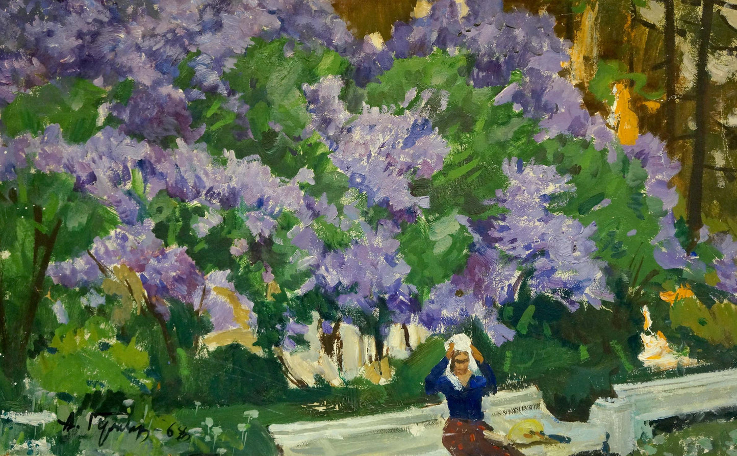 Oil painting Among the lilacs Gulyayev A. G.