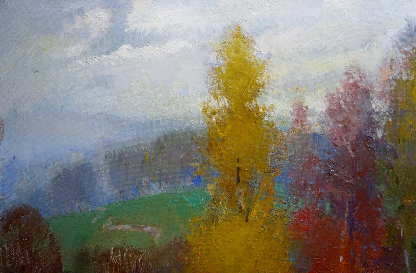 Oil painting Autumn quiet landscape Alexander Mynka