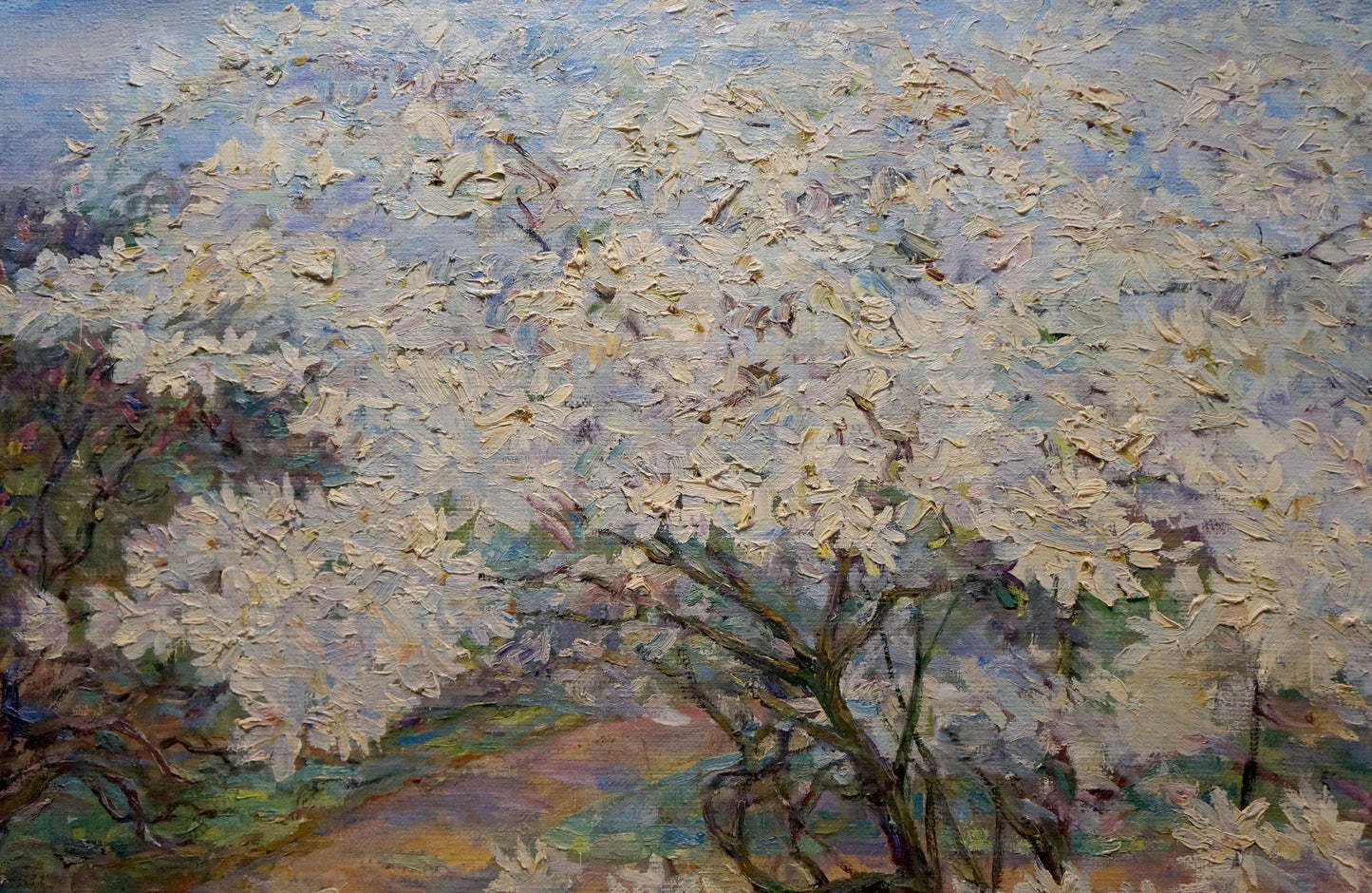Oil painting Blooming apple tree branches Maria Titarenko