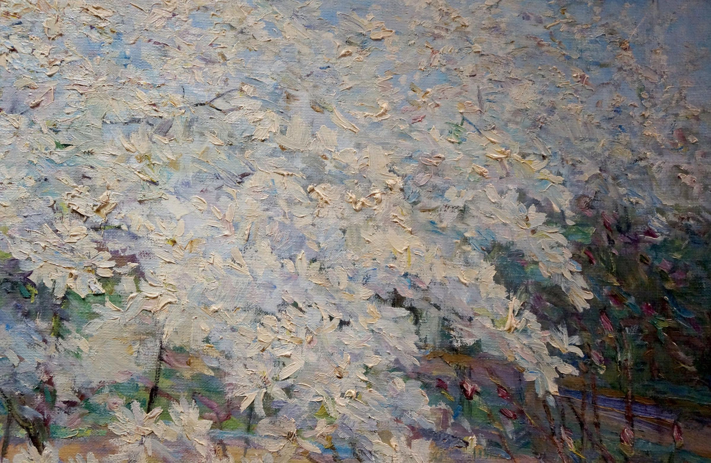 Oil painting Blooming apple tree branches Maria Titarenko