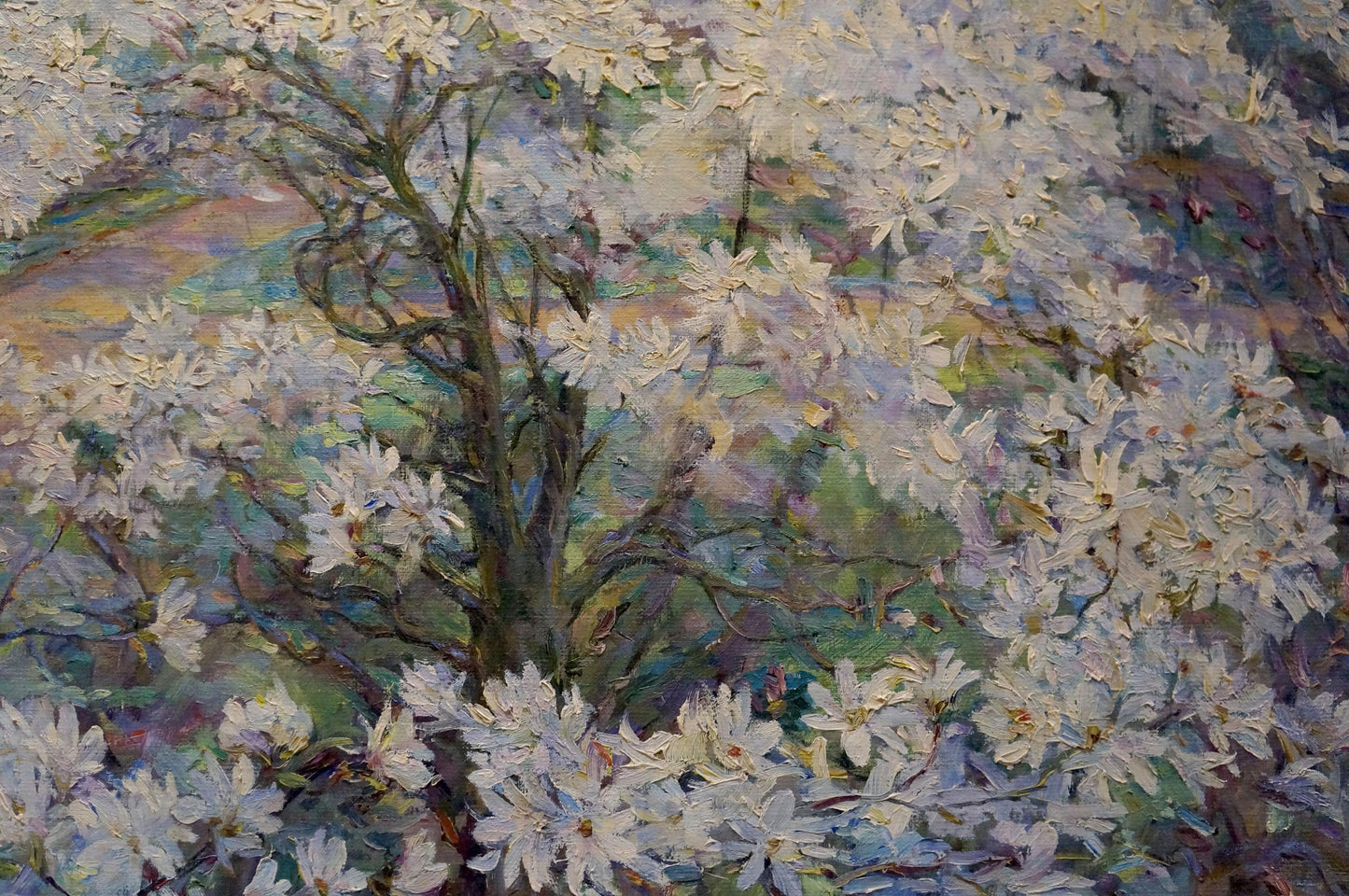 Oil painting Blooming apple tree branches Maria Titarenko