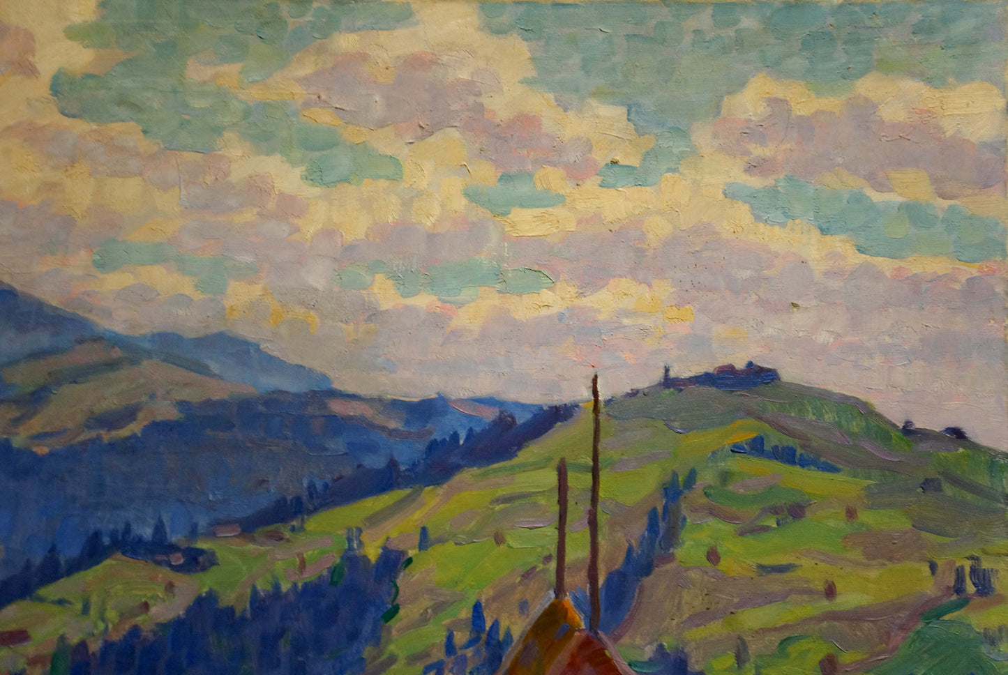 Ivan Fedorovich Gutorov's oil painting capturing a "Mountain Landscape"