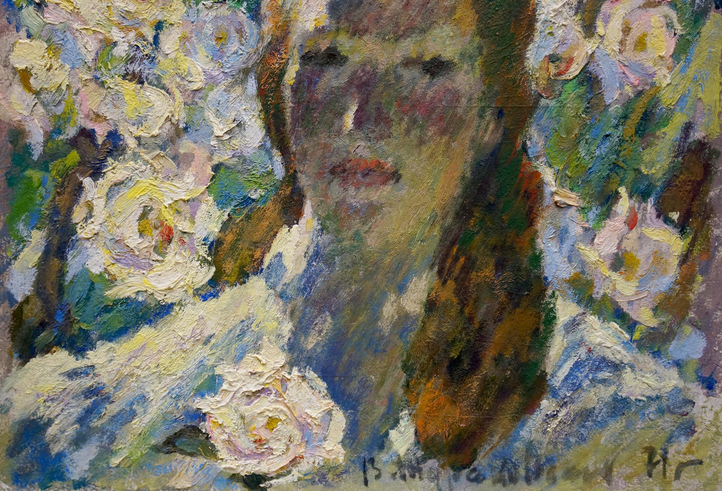 Oil painting Woman among the rose Zhurakovsky Victor Petrovich