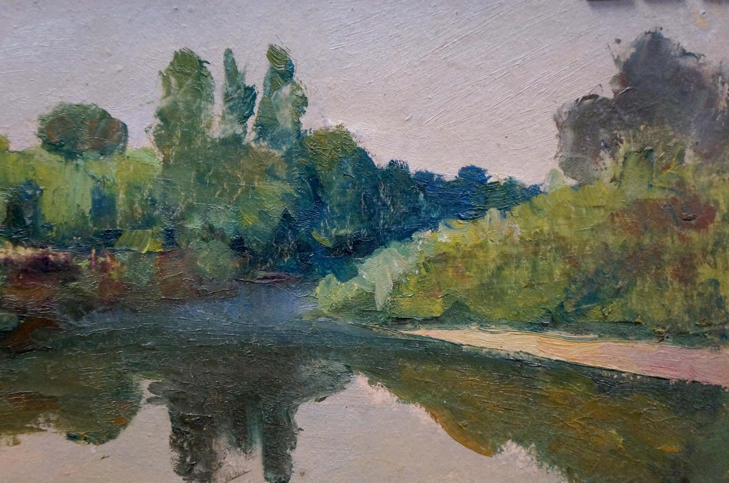 Oil painting Evening over the river Dmitry Lednev