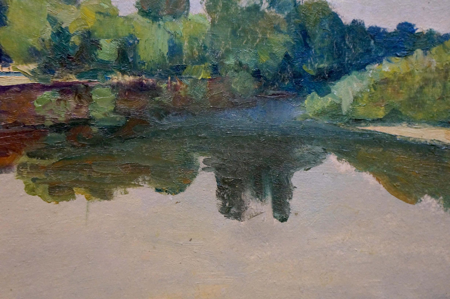 Oil painting Evening over the river Dmitry Lednev
