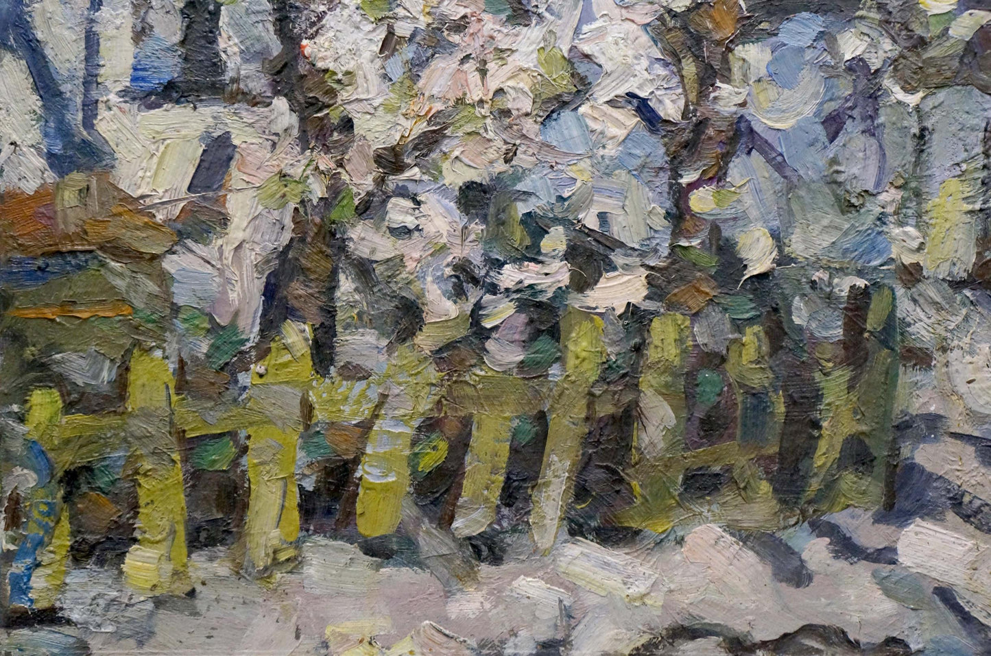 Sergey Alexandrovich Dupliy's oil painting depicts a landscape seen from the yard