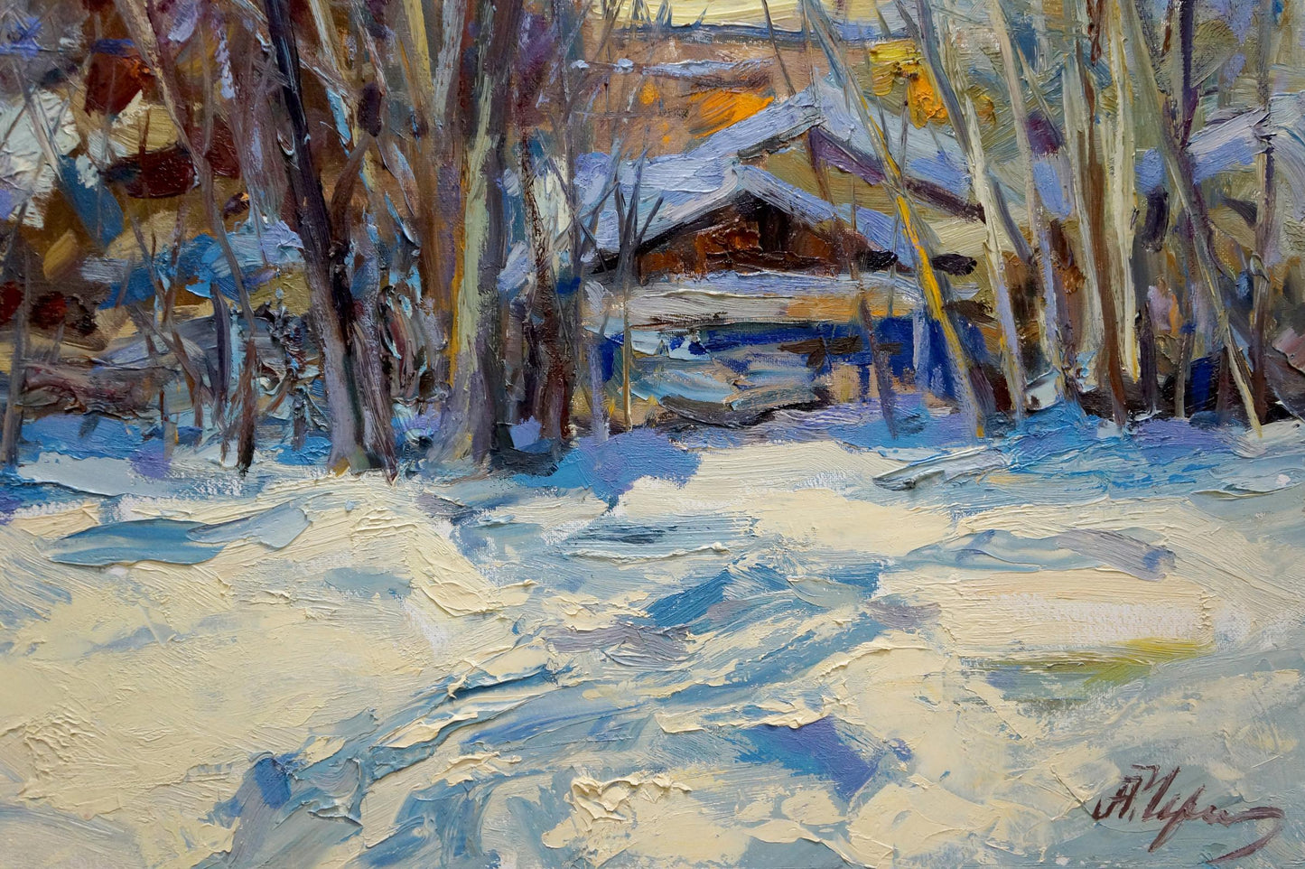 Oil painting Winter landscape Cherednichenko Alexander Nikolaevich