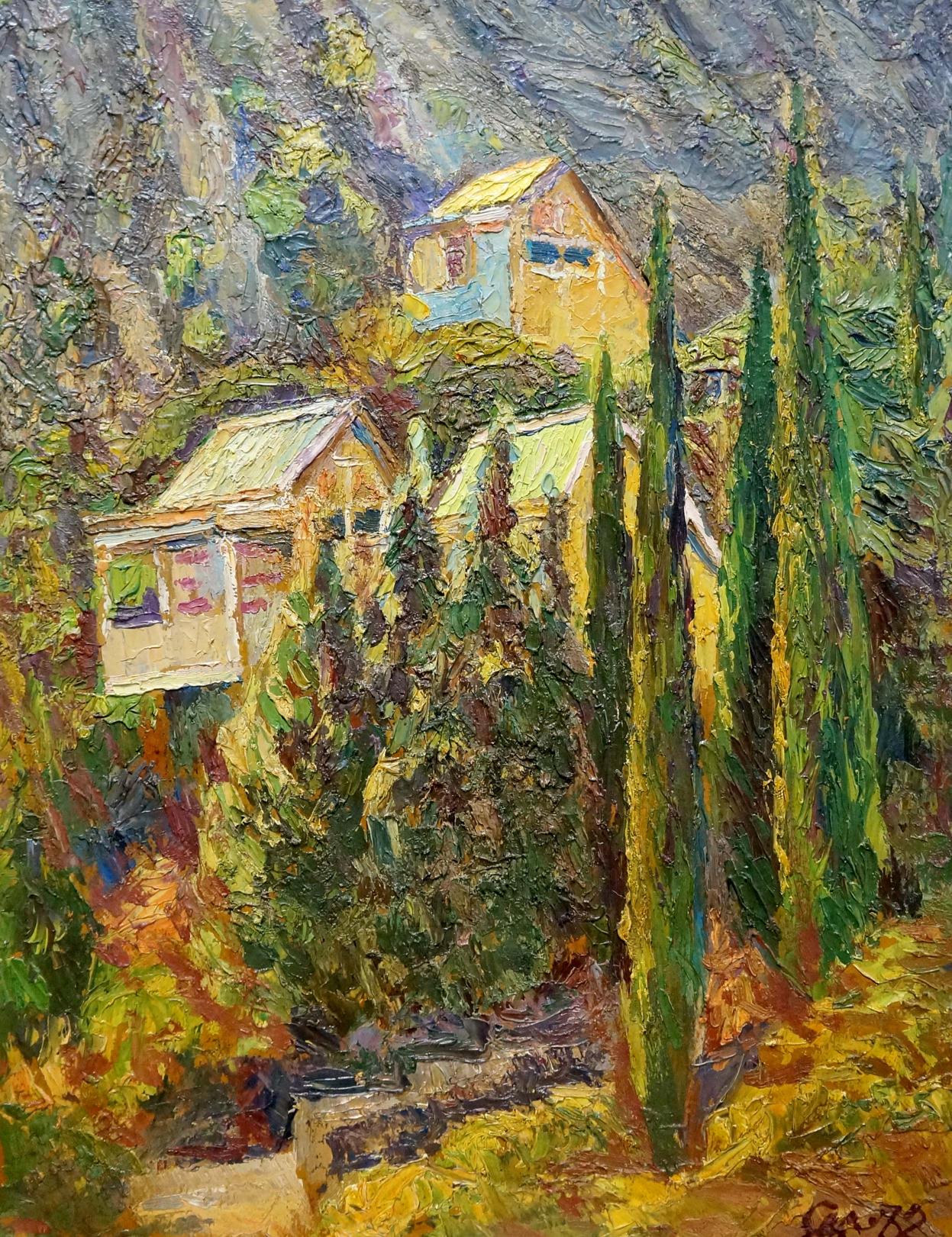 Oil painting Landscape with mountain