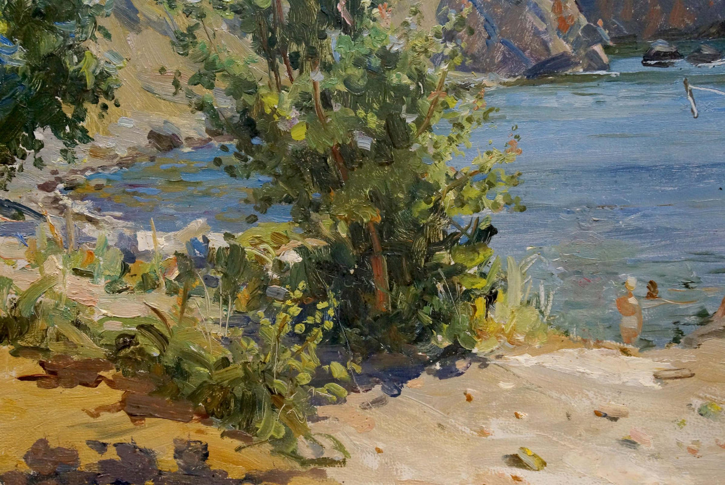 Oil painting Girls near the shore Zatsepina Zinaida Ilyinichna