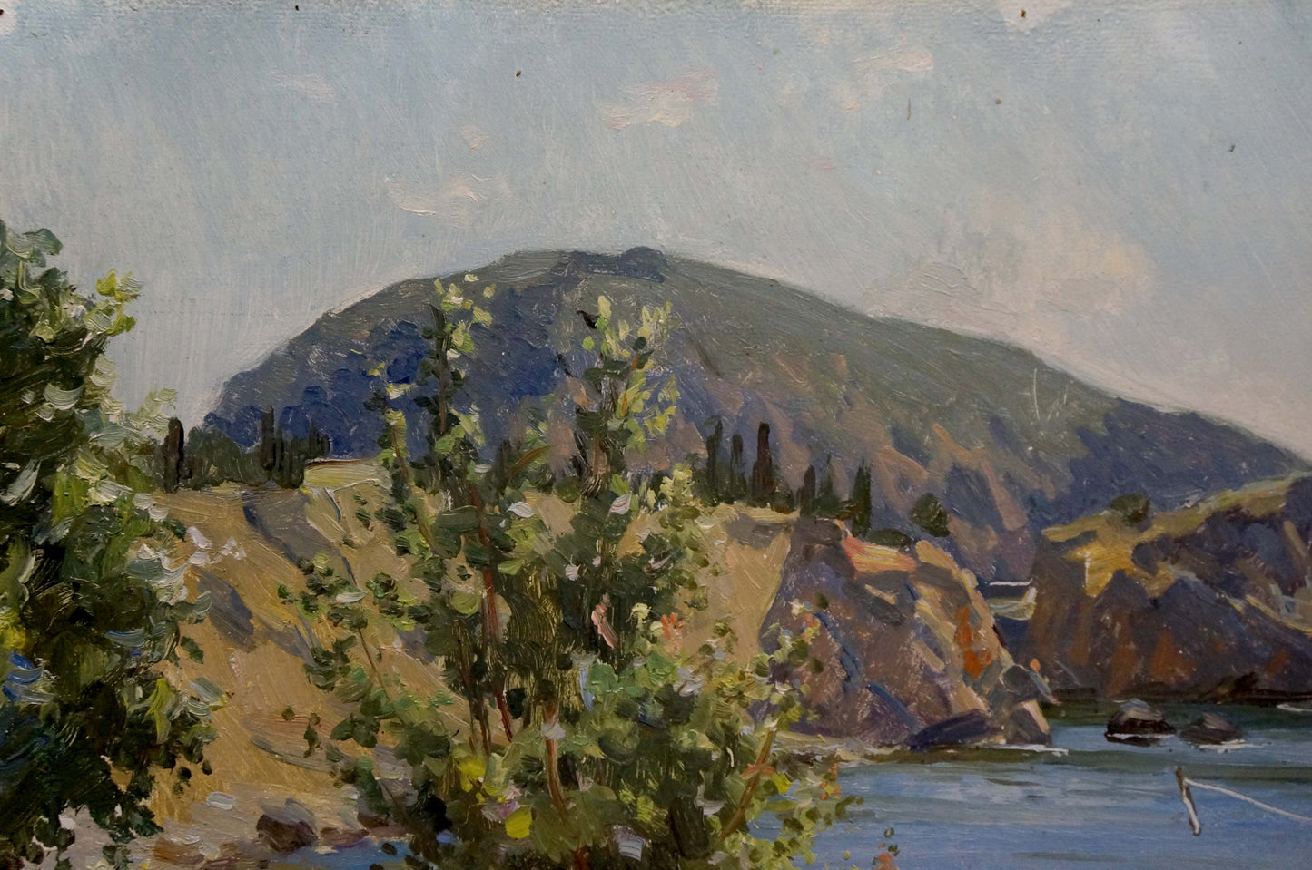 Oil painting Girls near the shore Zatsepina Zinaida Ilyinichna