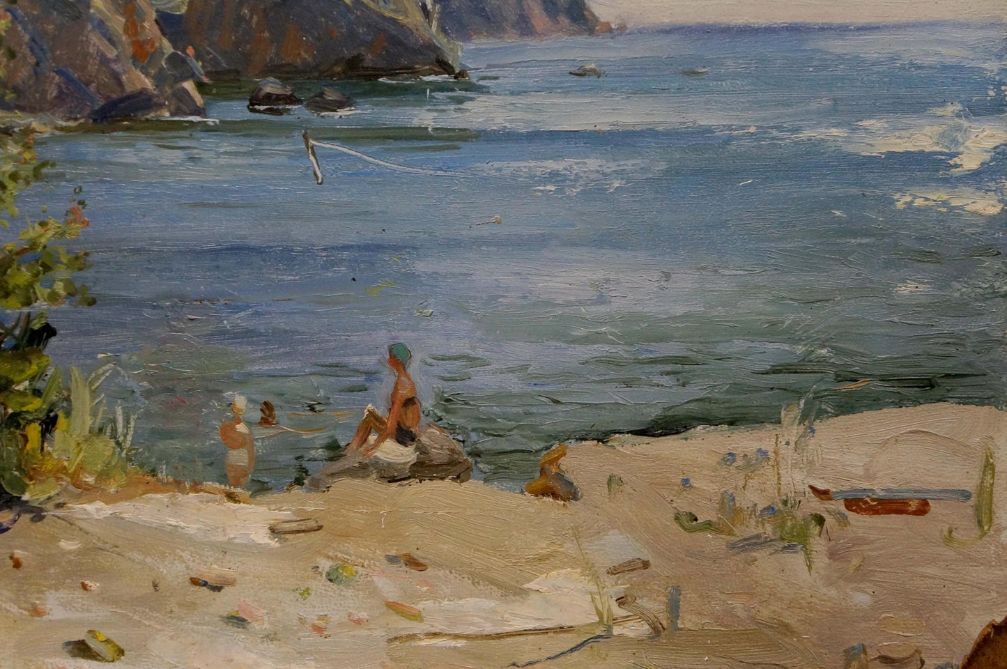 Oil painting Girls near the shore Zatsepina Zinaida Ilyinichna