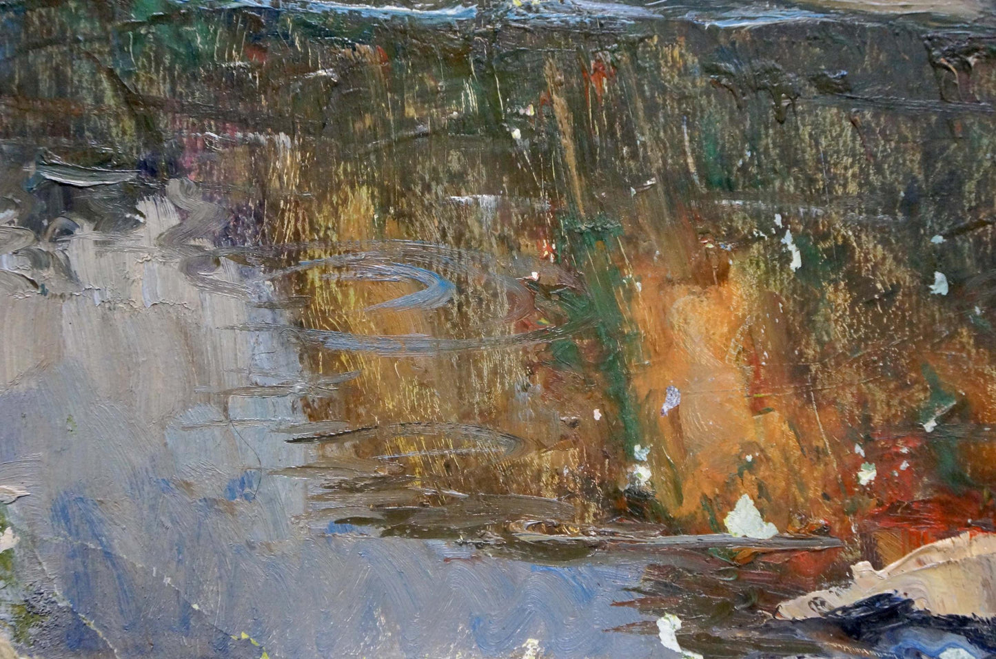 At the edge of the precipice, depicted in oil painting