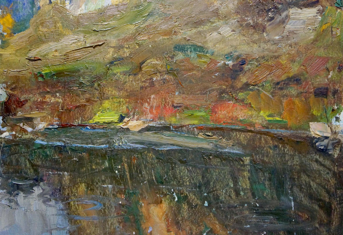 Oil artwork portraying a scene at the cliff's edge