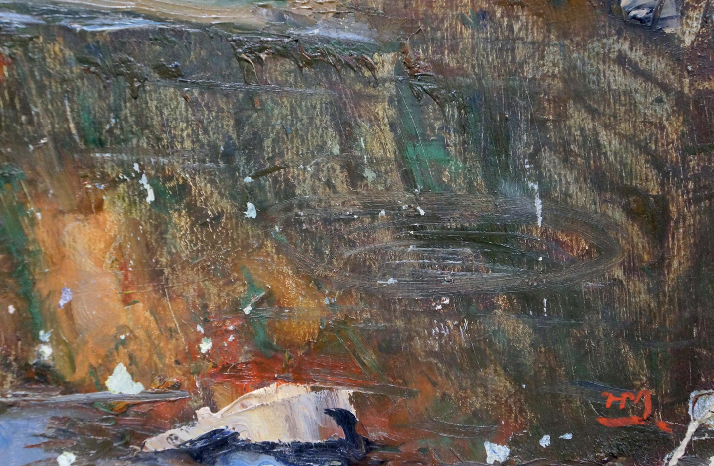Oil painting capturing the scene at the cliff's edge