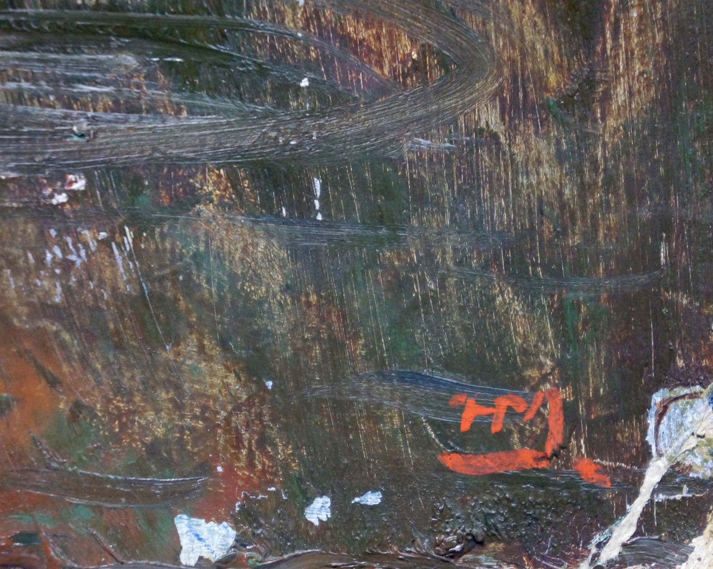 The cliff, rendered in oil painting