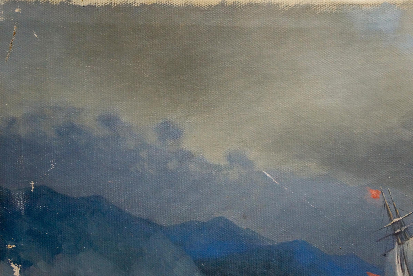 Oil painting The ship was caught in a storm Unknown artist