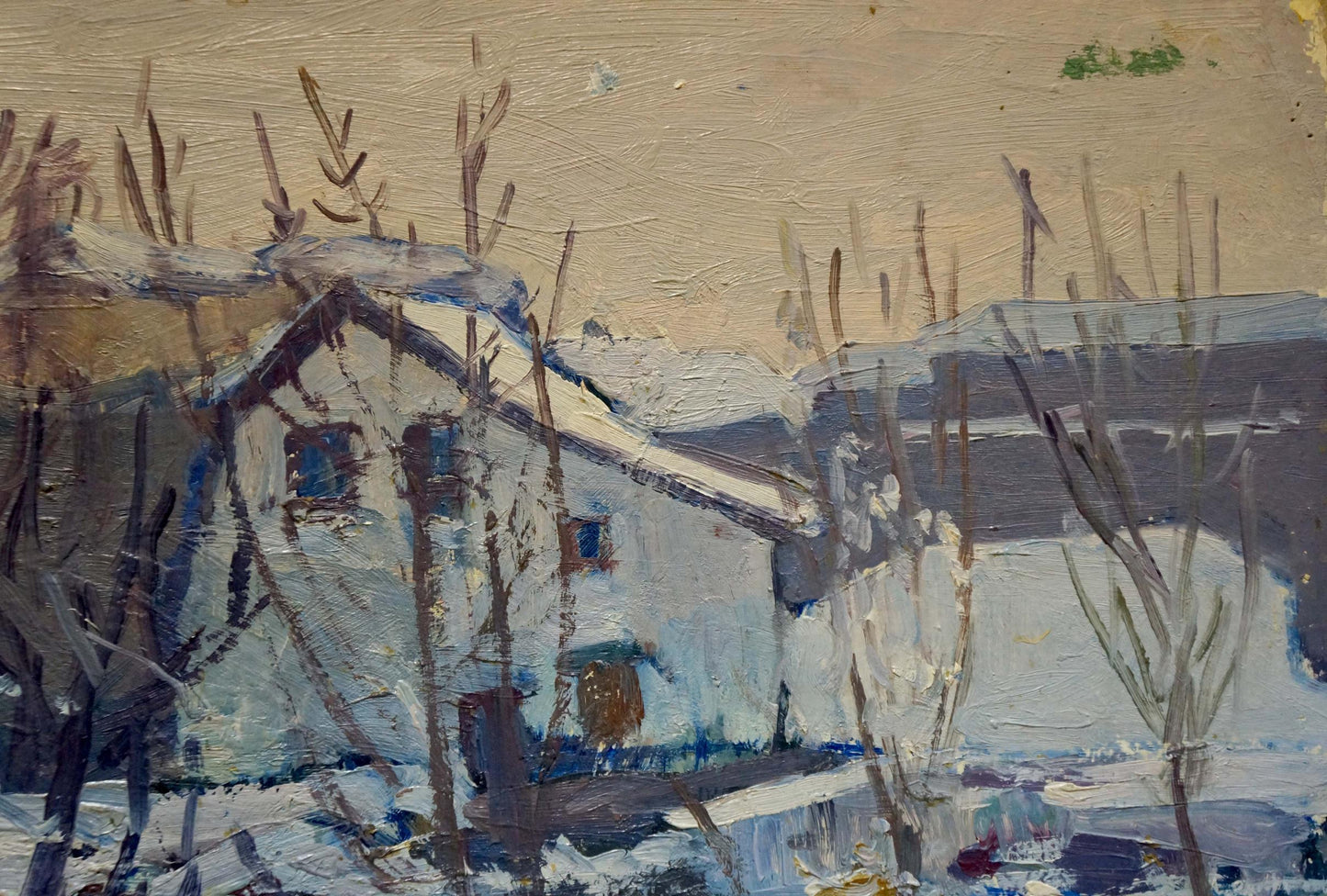 Oil painting Empty winter street Moses Gantman