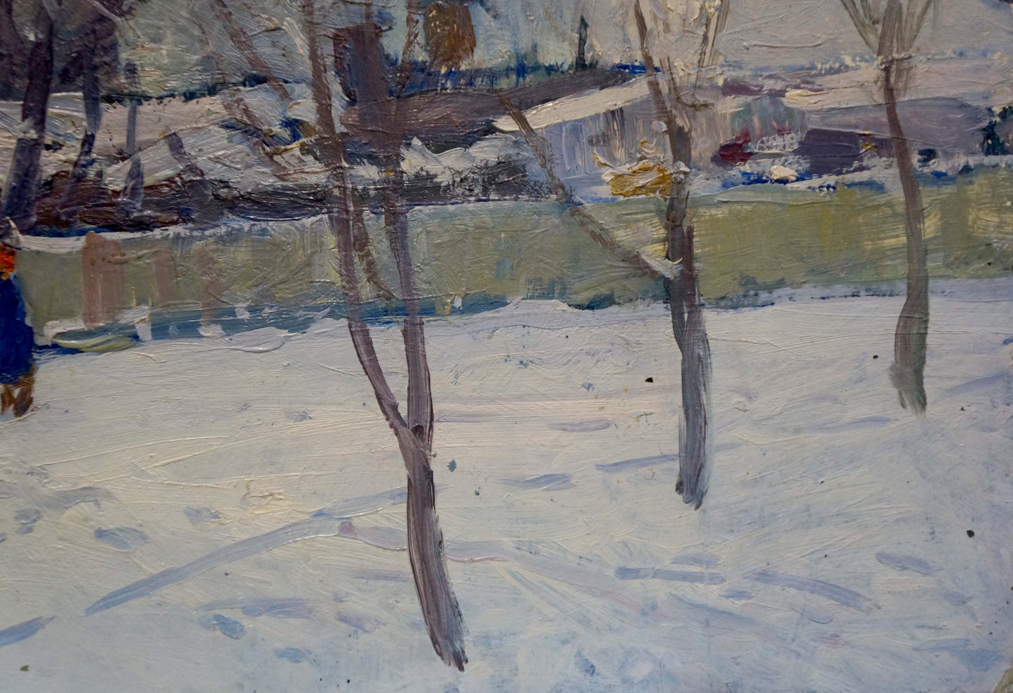 Oil painting Empty winter street Moses Gantman