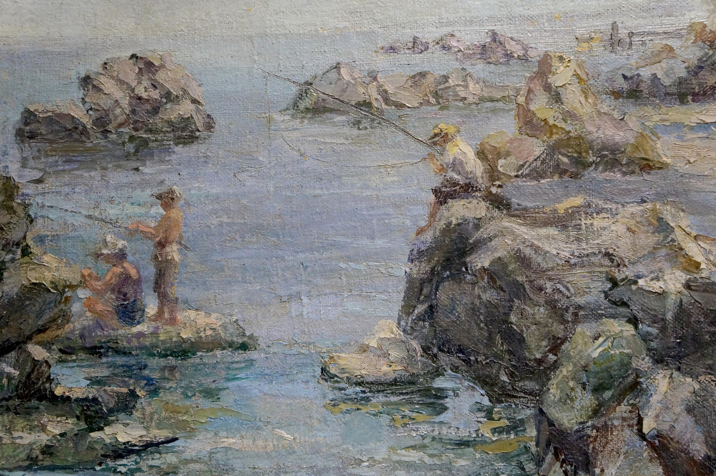 Oil painting Casting Lines from the Rocks Unknown artist