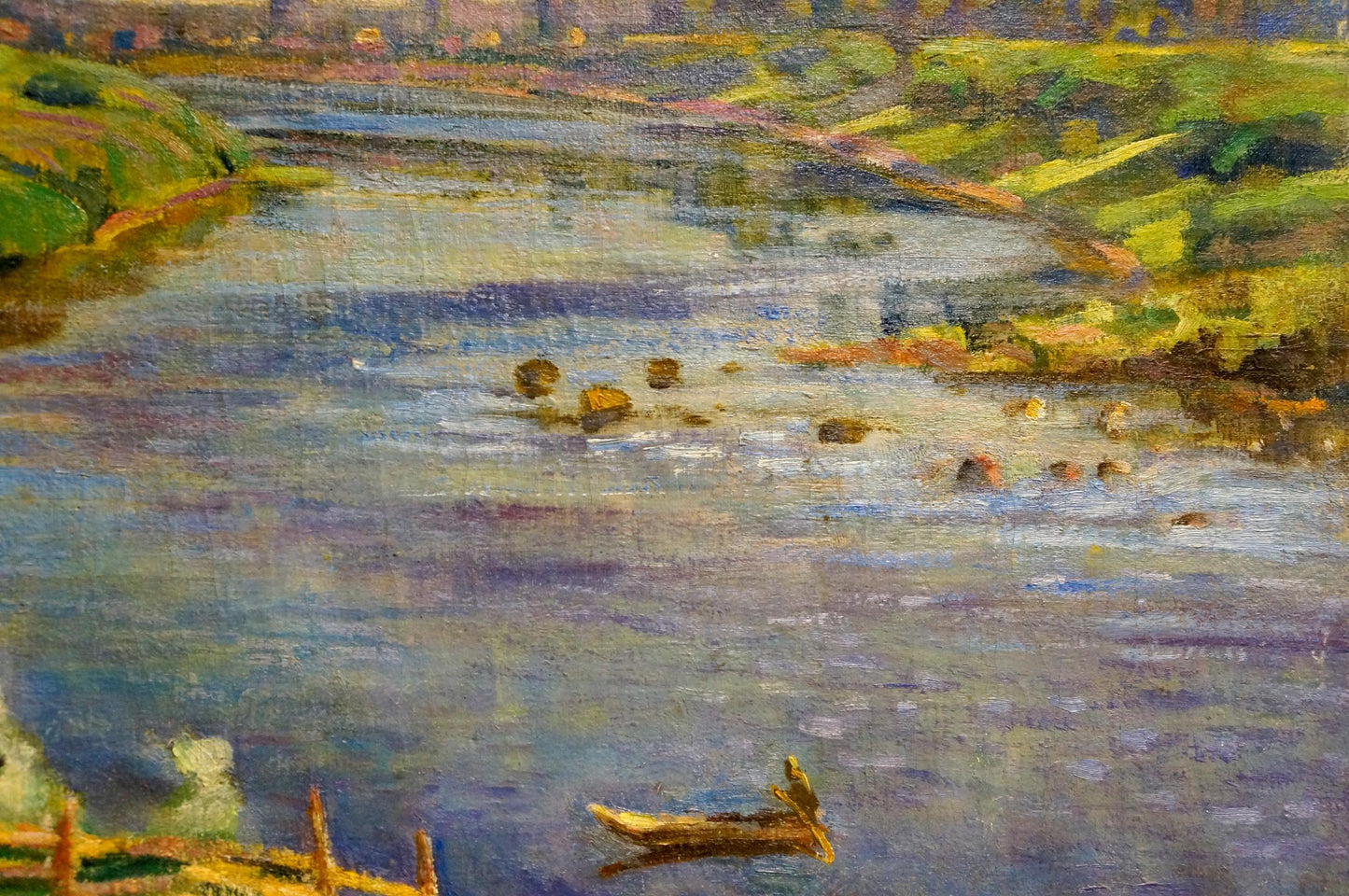 Oil painting River landscape Nevkrytyy D. N.