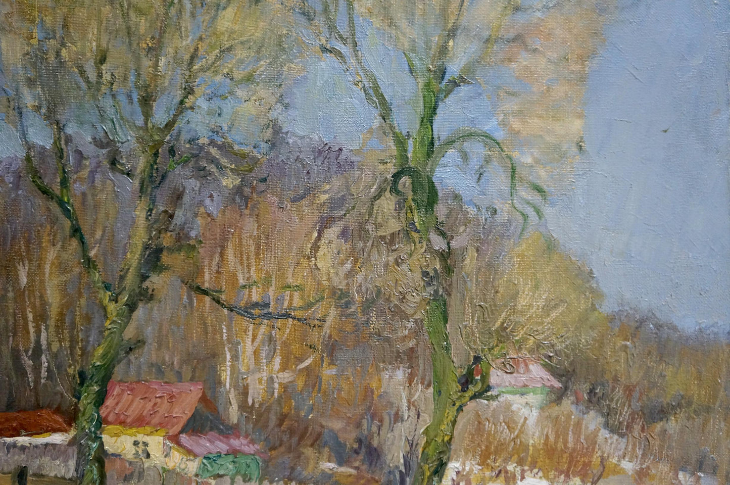 Oil painting Houses near the forest Mynka Alexander Fedorovich