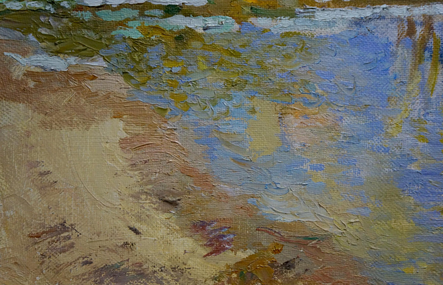 Oil painting River thawing season Alexander Mynka