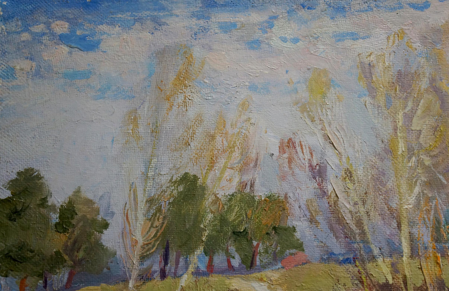 Oil painting River thawing season Alexander Mynka