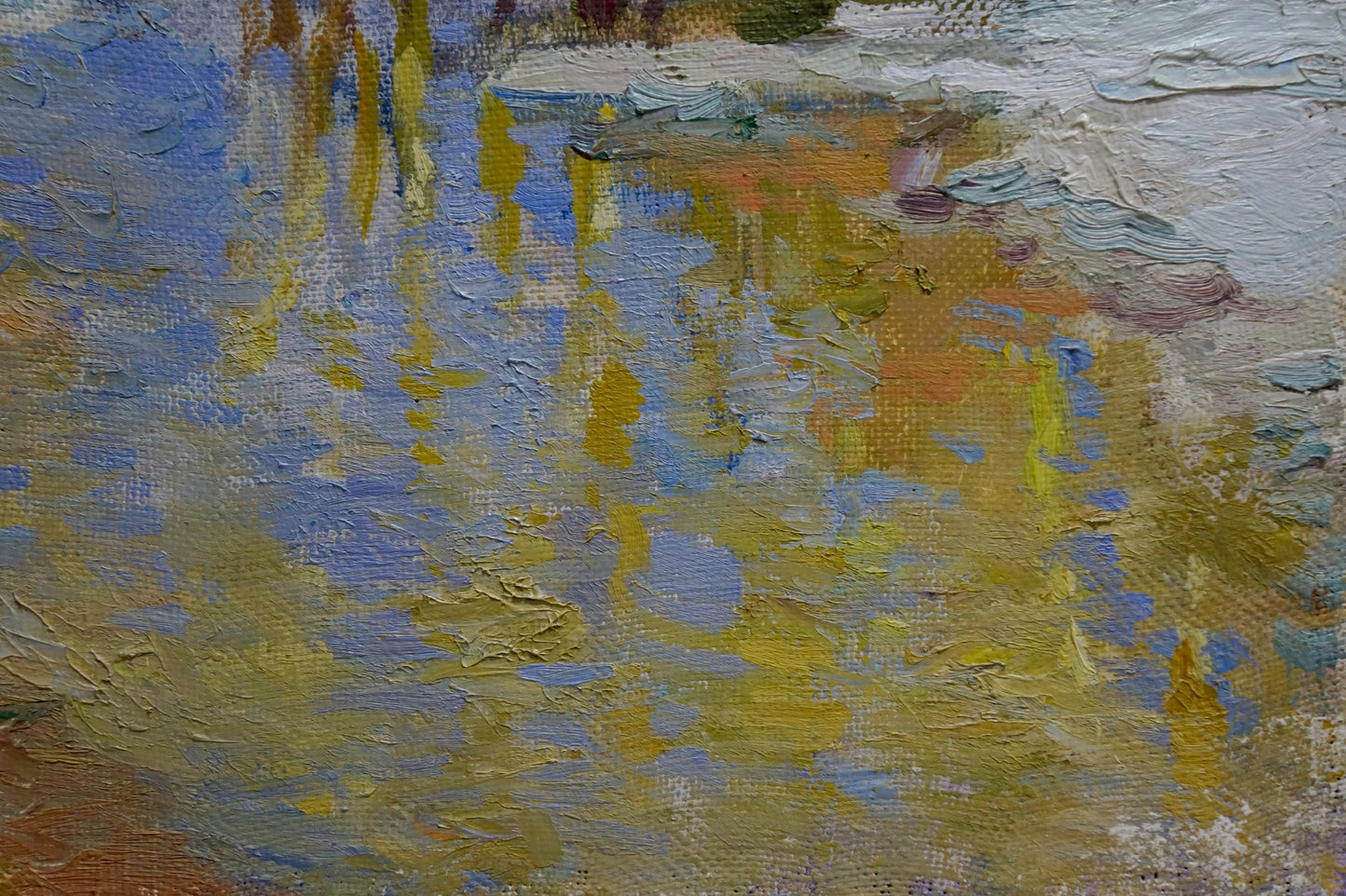 Oil painting River thawing season Alexander Mynka