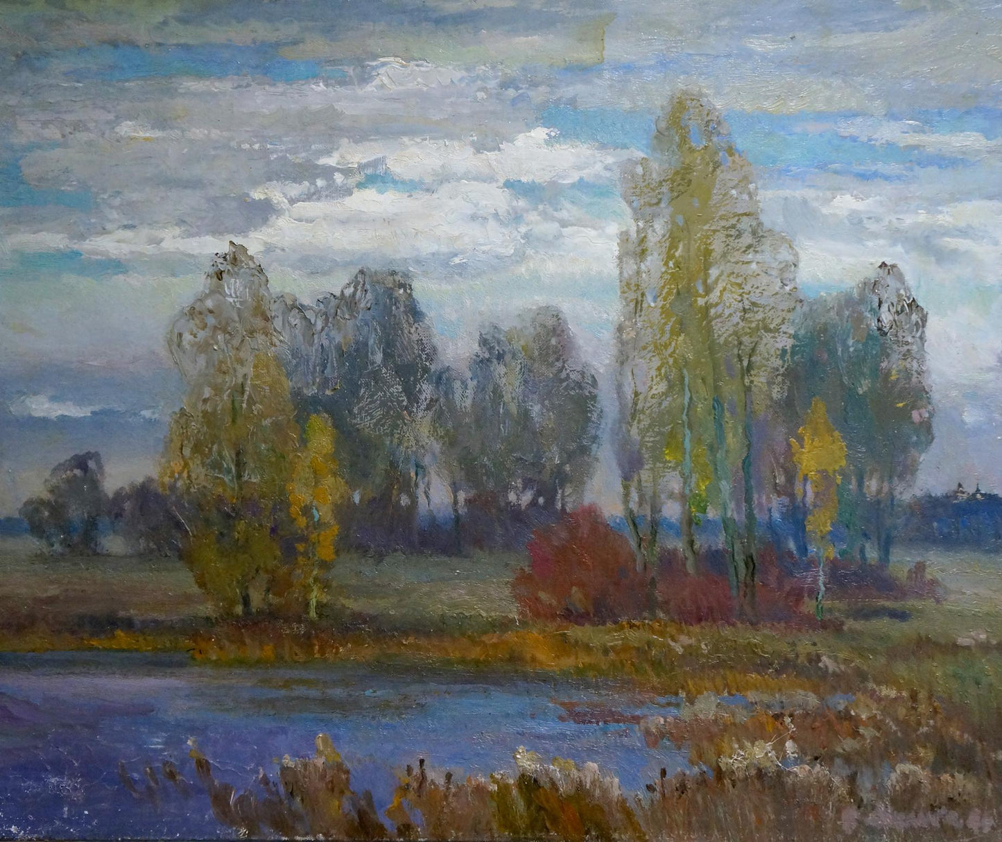 Oil painting River Amidst Fall Foliage Alexander Mynka
