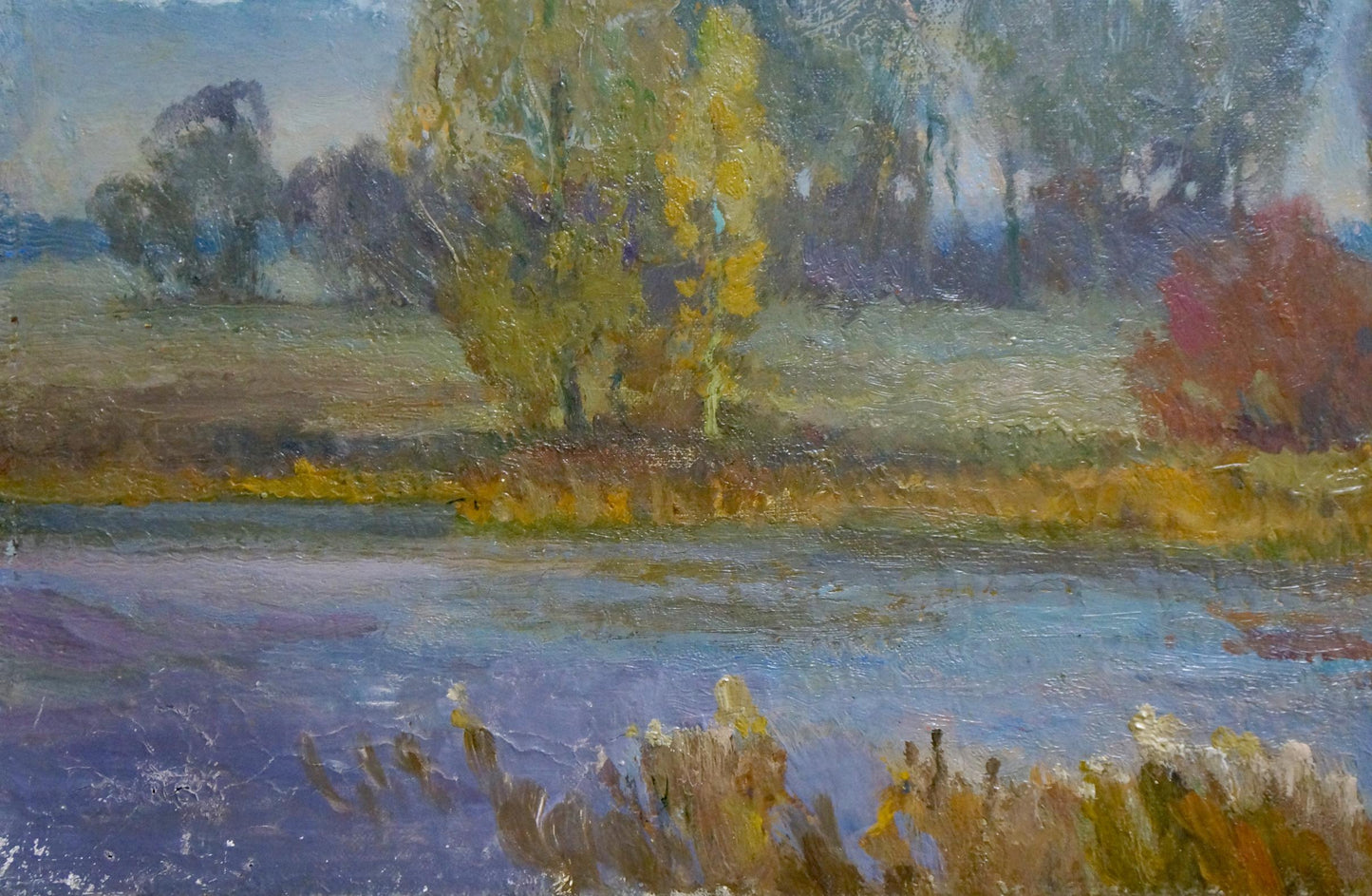 Oil painting River Amidst Fall Foliage Alexander Mynka