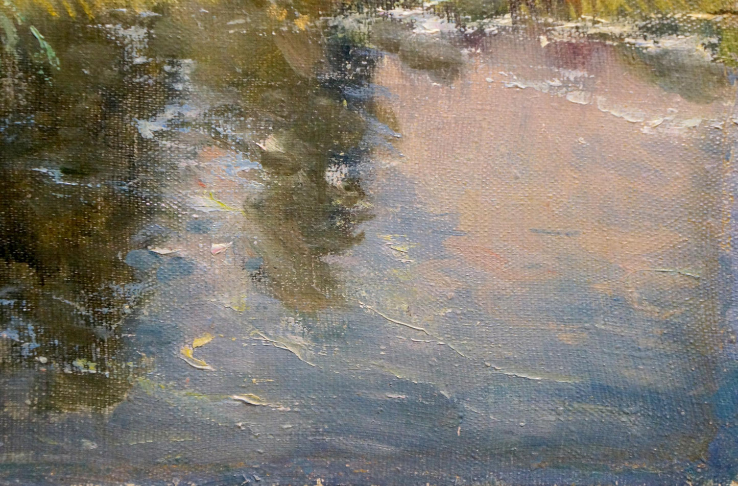 Oil painting Summer landscape with lake Vasily Nepiypivo