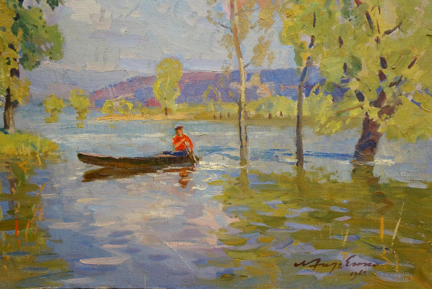 Oil painting River landscape Khodchenko Lev Pavlovich