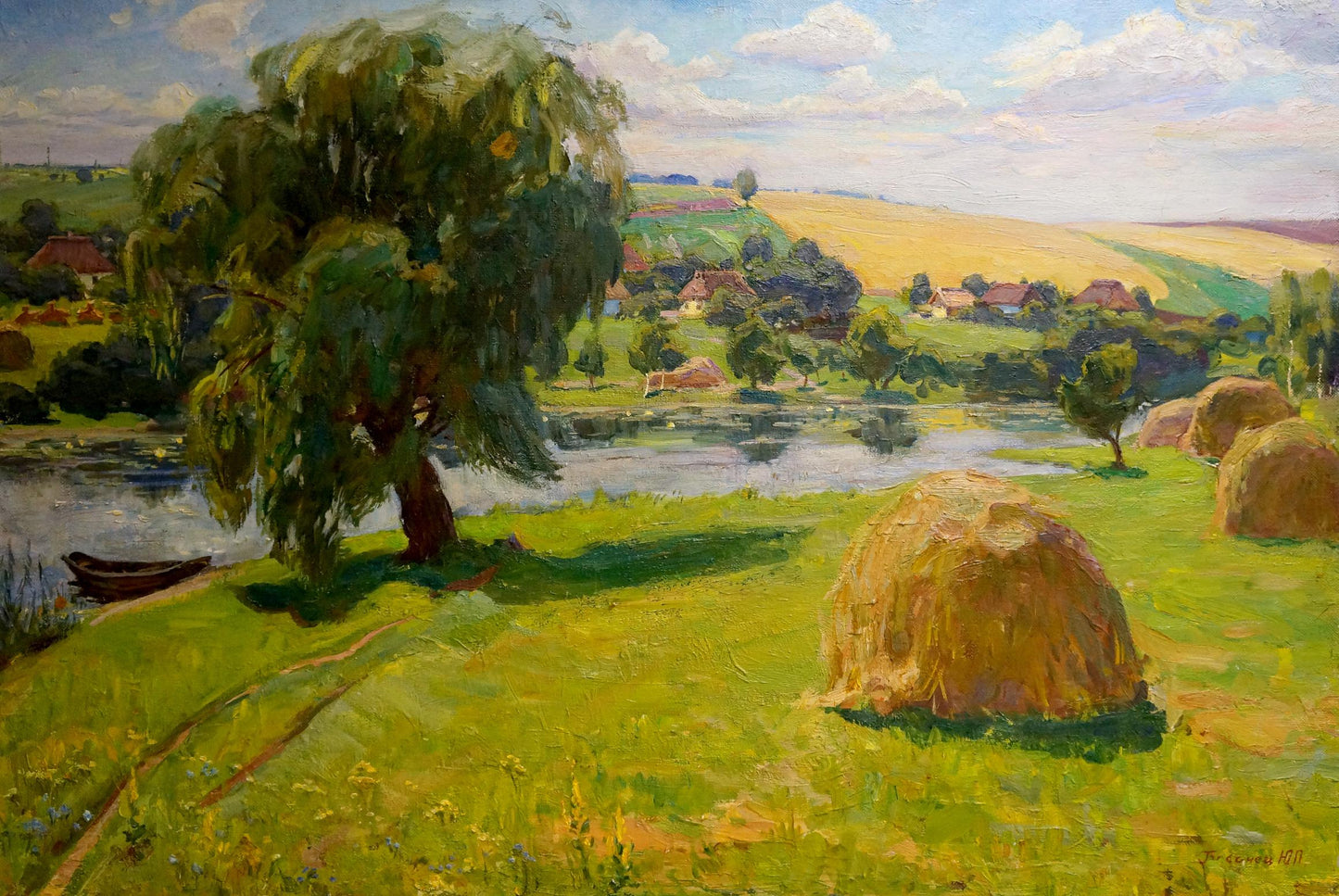 Oil painting Haystacks Basanets Yuri Petrovich