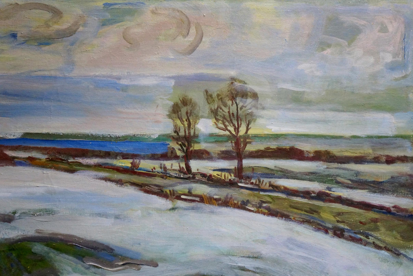 Oil painting Frozen field Gerus Boris Stepanovich