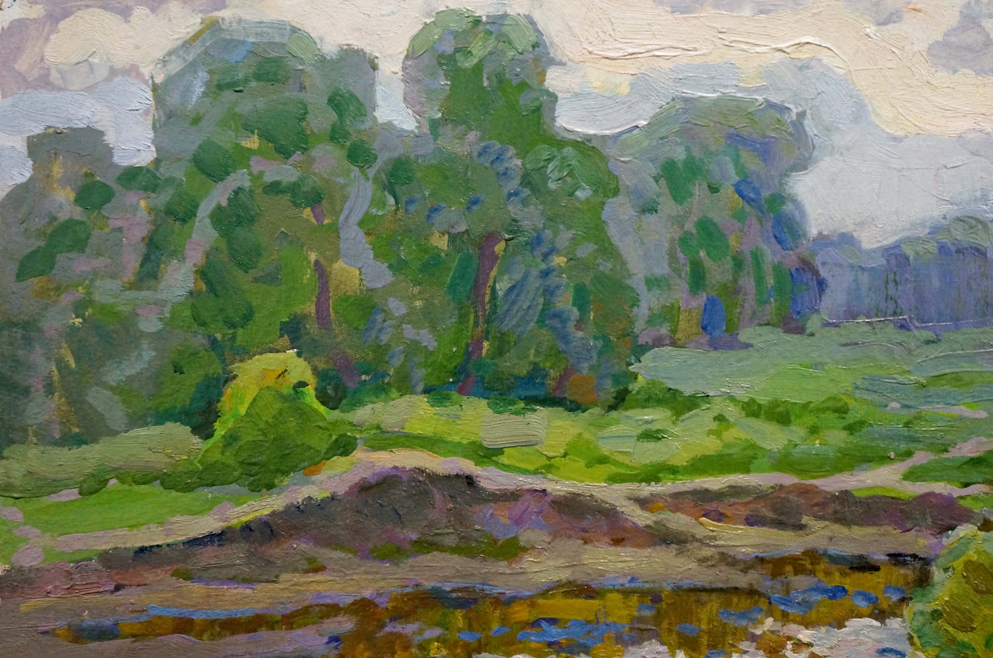 Oil painting In the summer by the river Ruban Grigory Savelievich