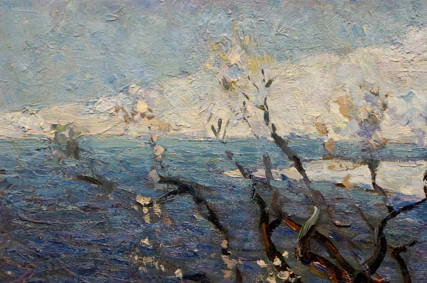 Oil portrayal of a cold day by Alexander Ivanovich Stremsky
