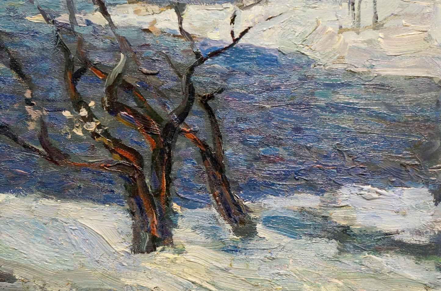 Oil painting showcasing a cold day by Alexander Ivanovich Stremsky
