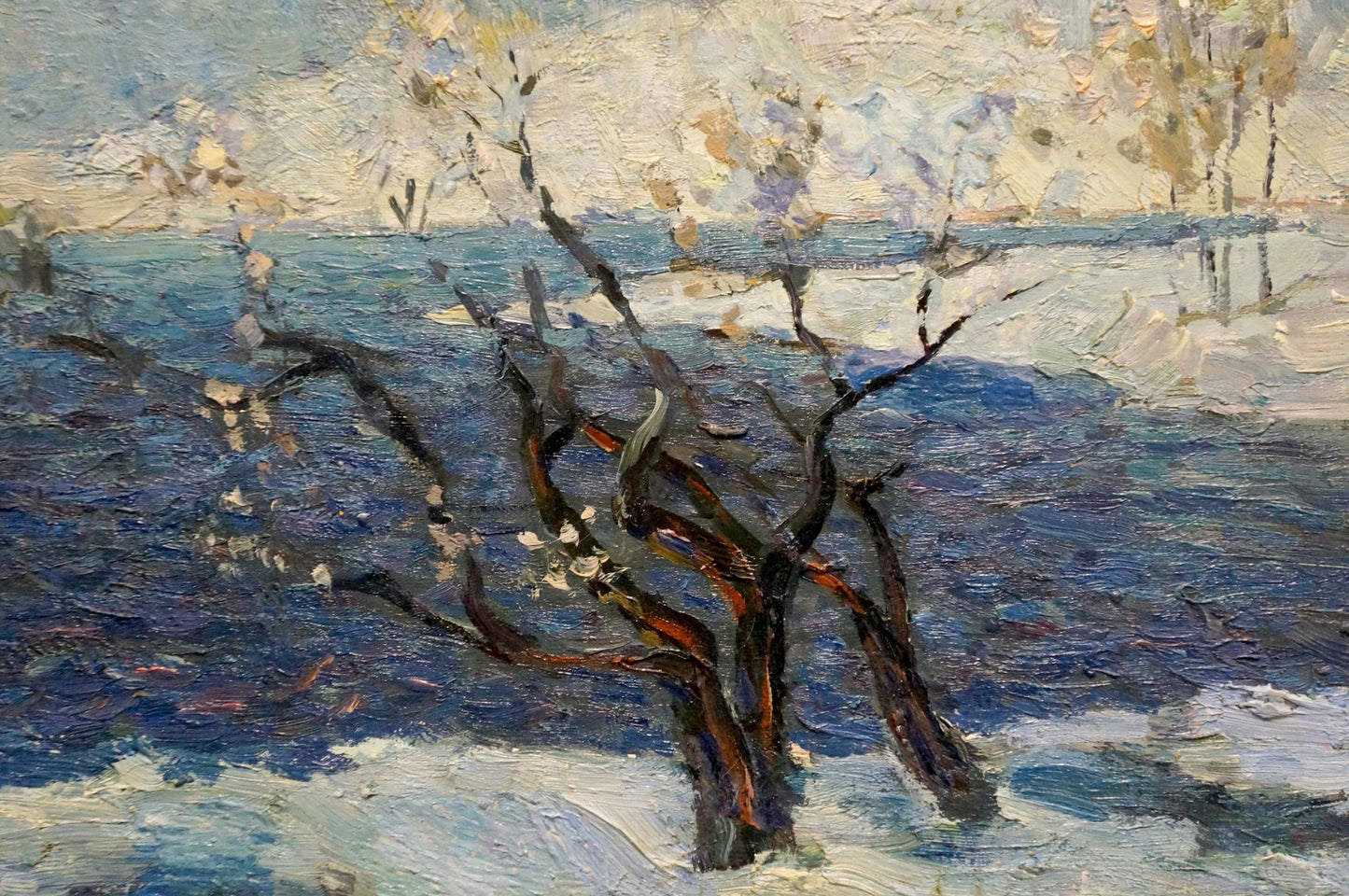 Alexander Ivanovich Stremsky's oil artwork portraying a cold day