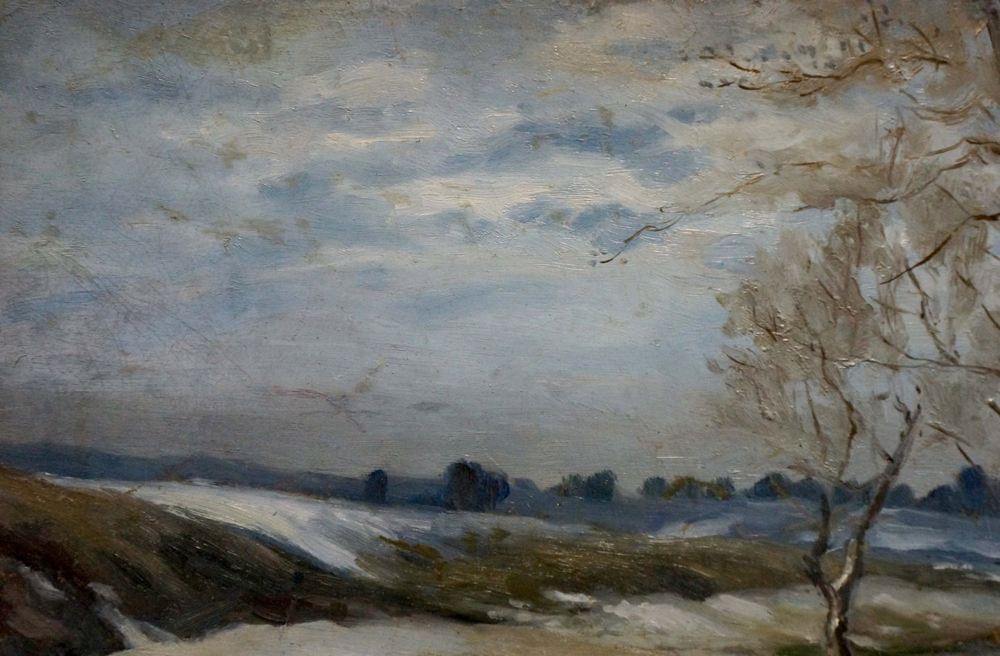 Oil painting Cloudy winter landscape Unknown artist