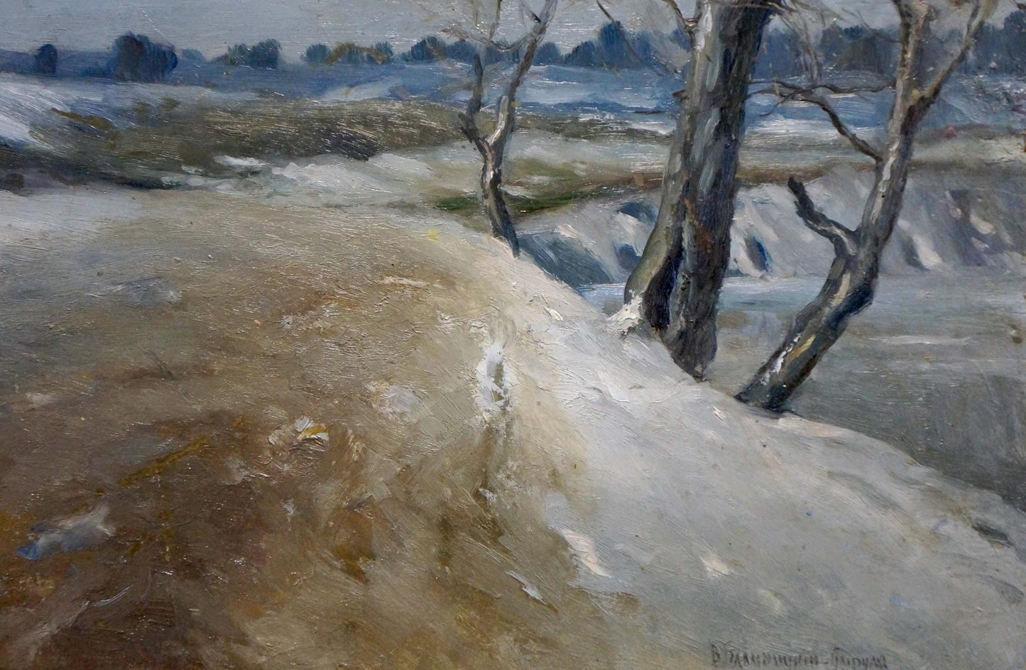 Oil painting Cloudy winter landscape Unknown artist