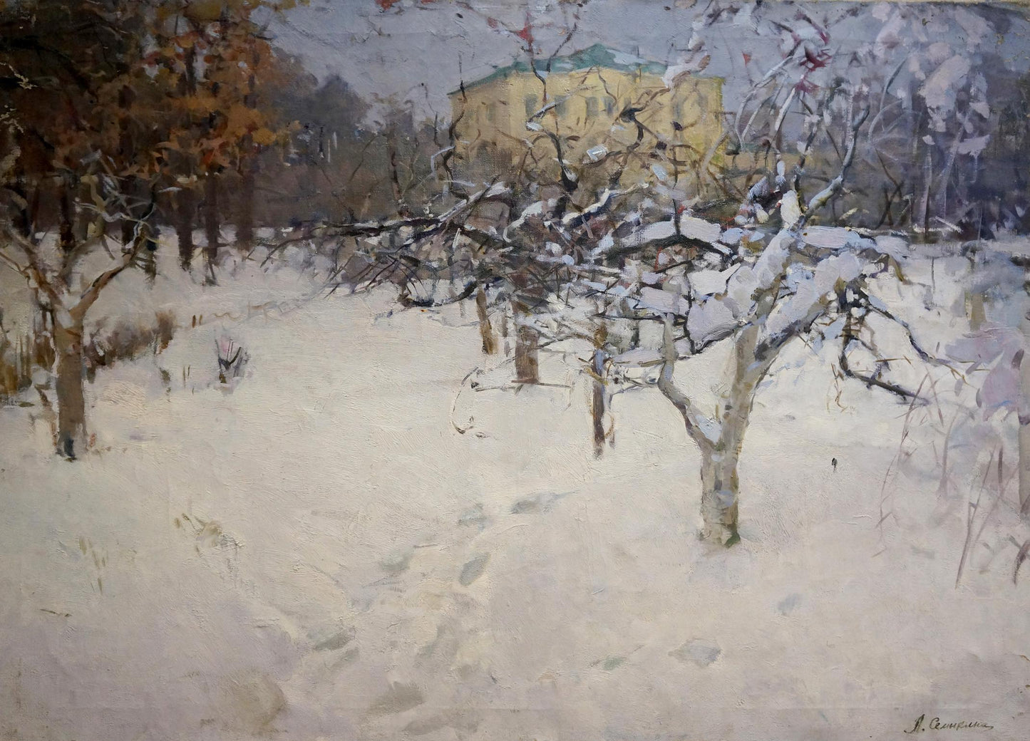 Oil painting Winter landscape Semykina Lyudmila Nikolaevna