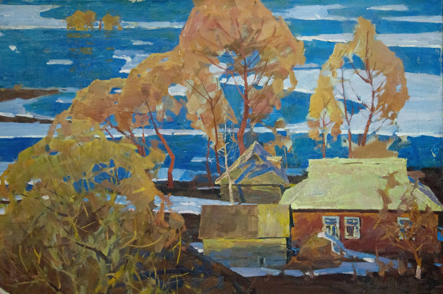 Oil painting Spring flood Lomykin Konstantin Matveevich
