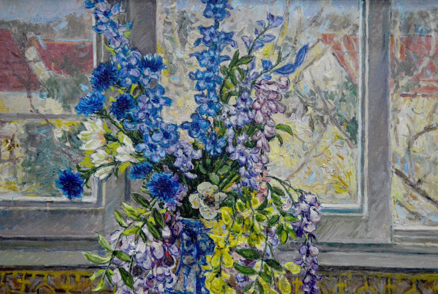 Oil painting Flowers by the window Alexander Stolyarenko