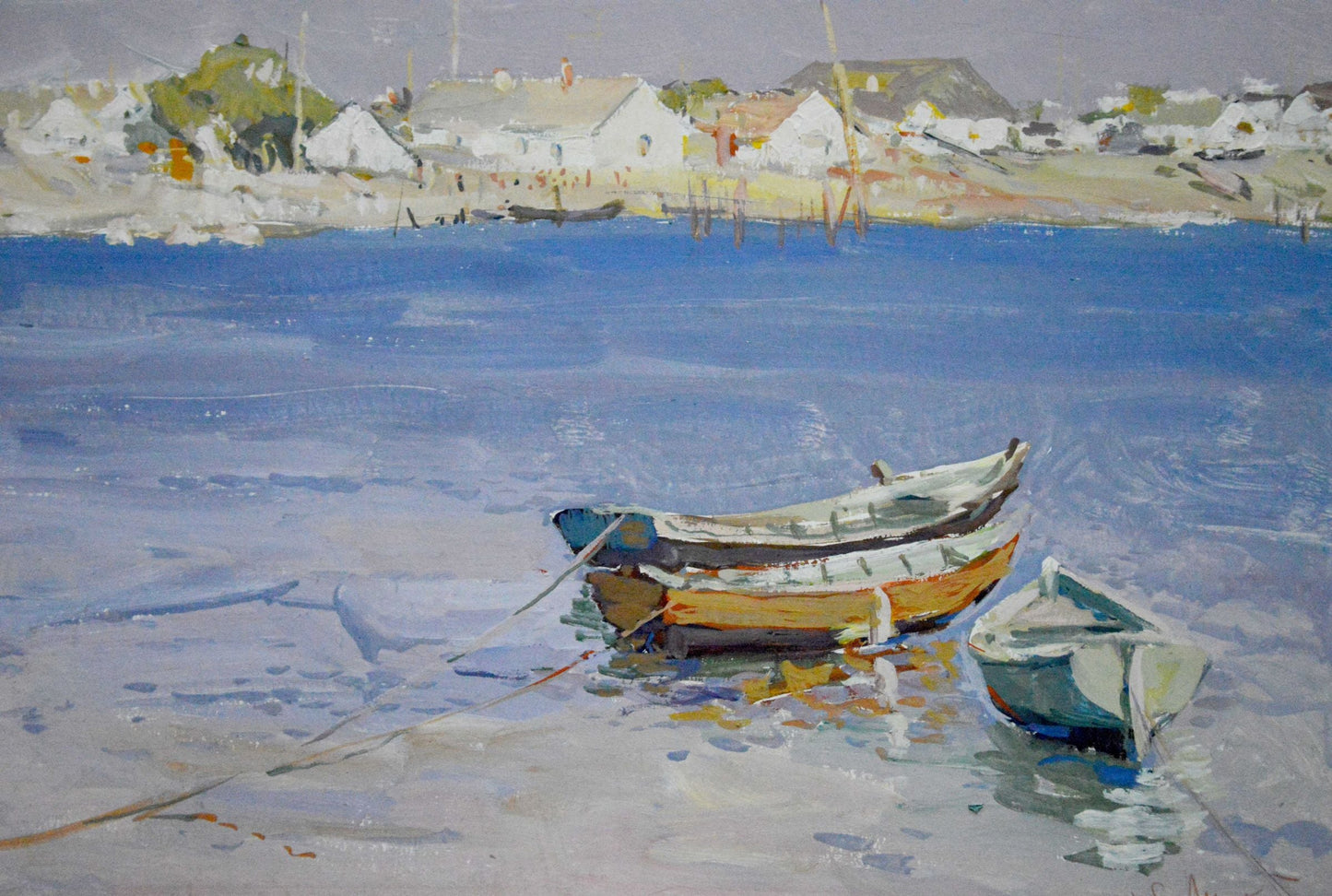 Oil painting Fishing landscape Sulimenko Petr Stepanovich