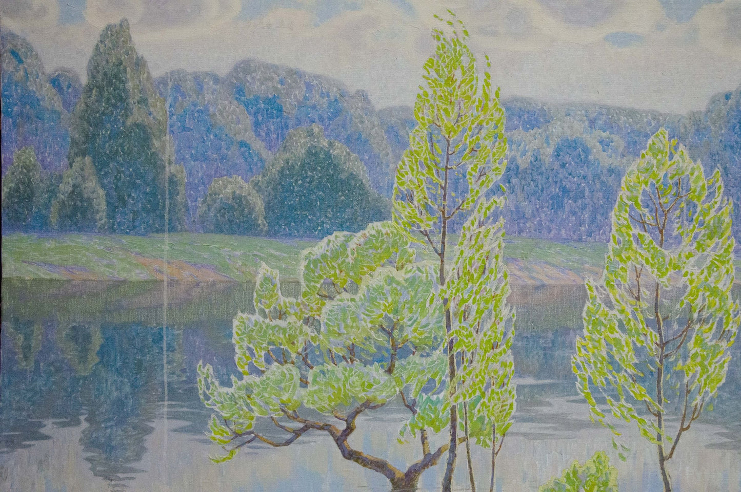 Oil painting River landscape Zlyden Yuri Fedorovich