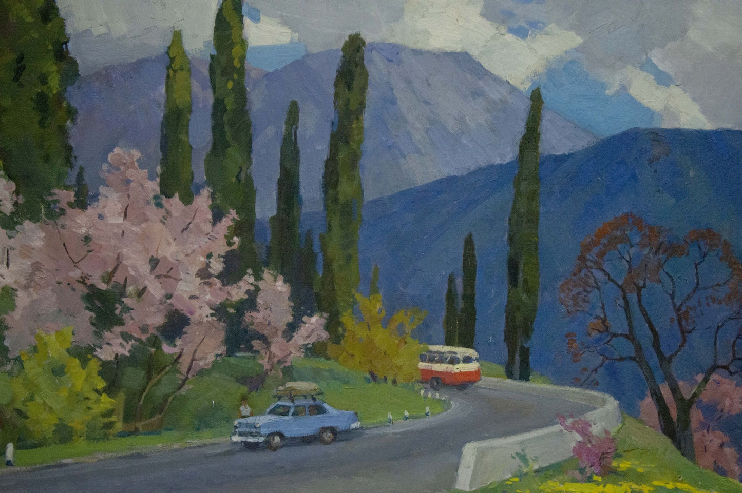 Oil painting Mountain road