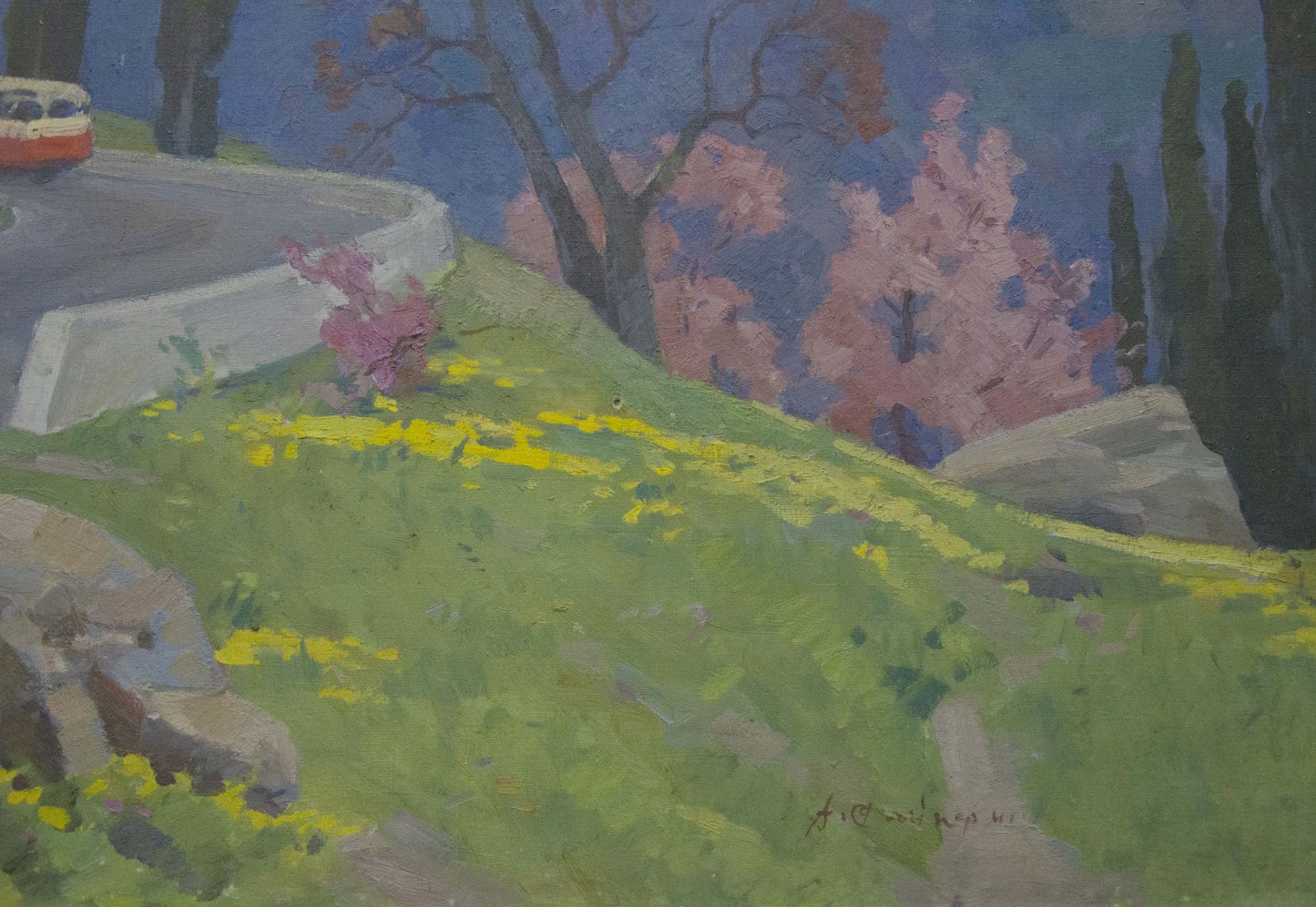 Oil painting Mountain road