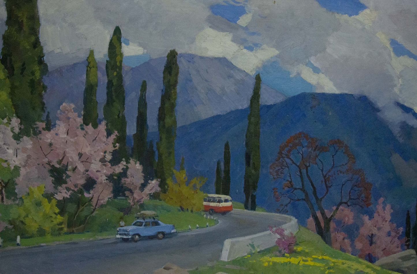 Oil painting Mountain road