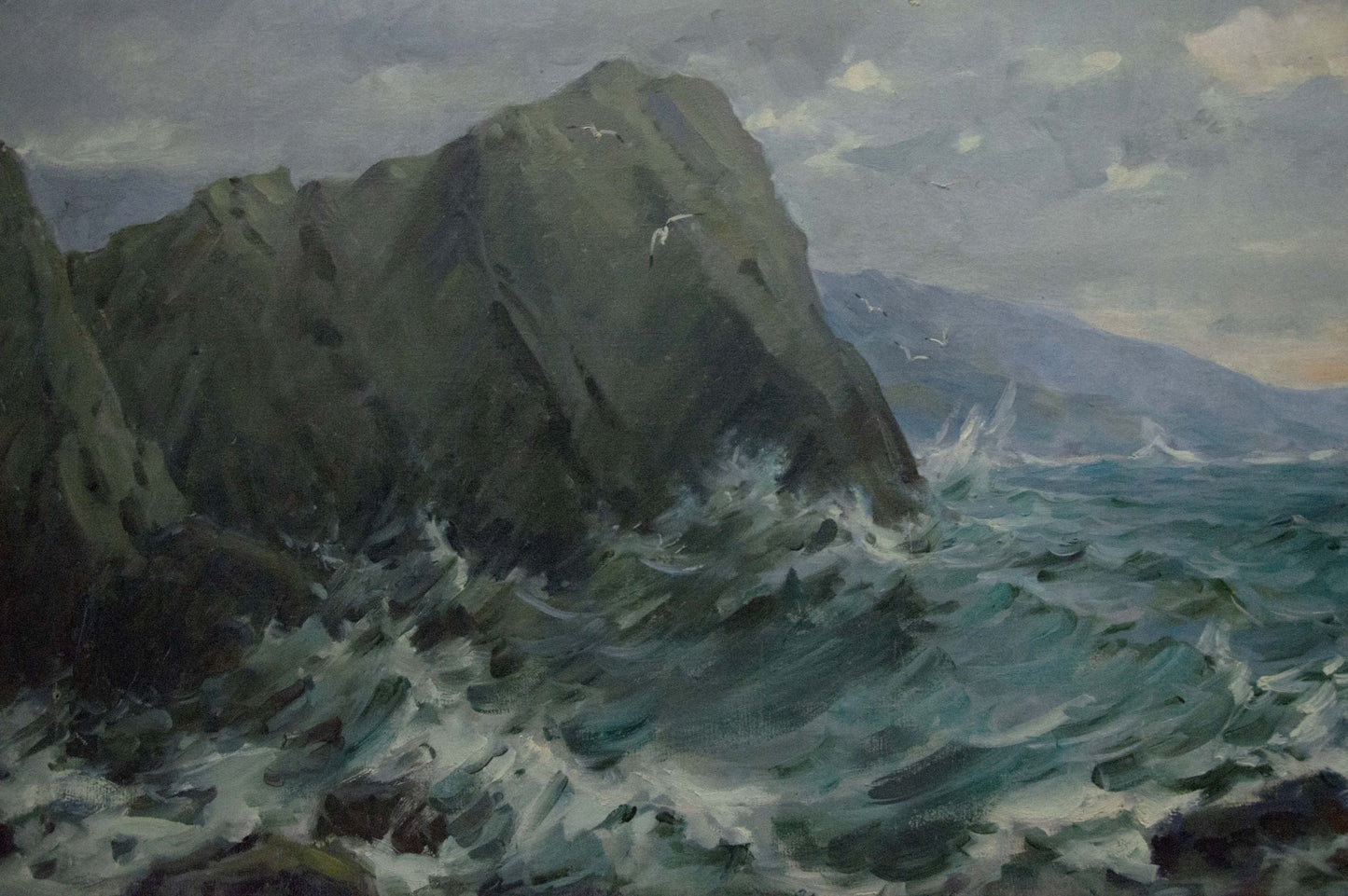 Oil painting Sea cloudy landscape Sergey Basov
