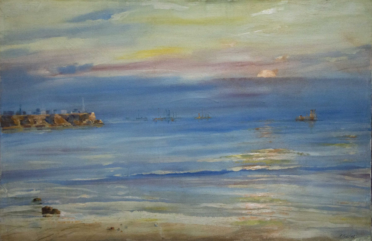Oil painting Sun rays in the sea Unknown artist